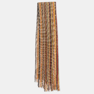 missoni brown sequin embellished striped wool knit stole