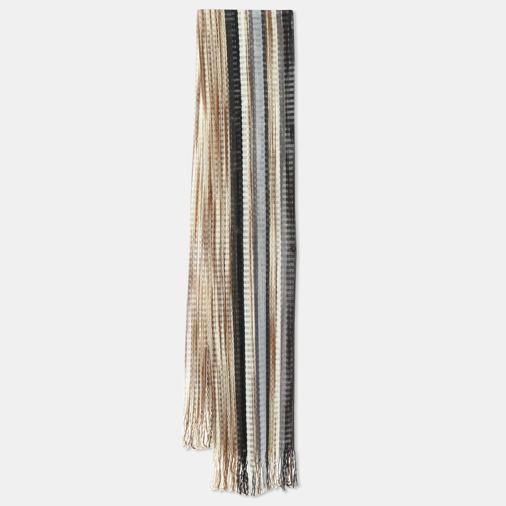 luxury-women-missoni-used-accessories-p1011825-004.jpg Missoni Beige/Black Striped Lurex & Wool Knit Fringed Stole