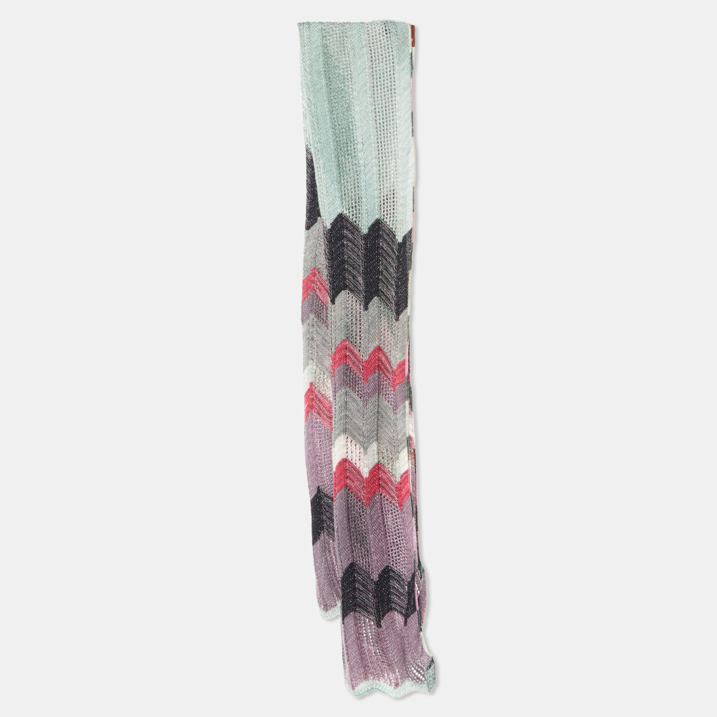 luxury-women-missoni-used-accessories-p1011834-004.jpg Missoni Sage Grenn/Purple Zig Zag Merino Wool Knit Stole