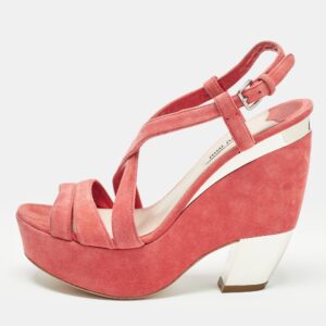 miu miu pink suede platform slingback sandals size 38