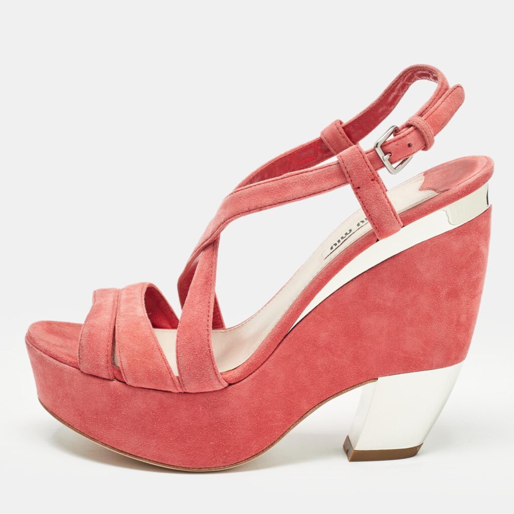 luxury-women-miu-miu-used-shoes-p1002712-001.jpg Miu Miu Pink Suede Platform Slingback Sandals Size 38
