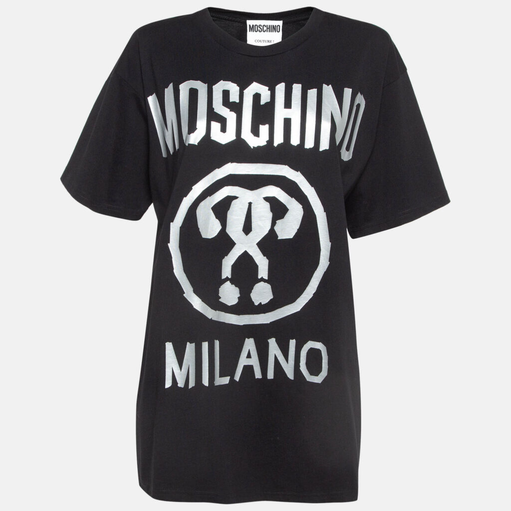 luxury-women-moschino-couture-used-clothes-p1004631-001.jpg Moschino Couture Black Double Question Mark Print Cotton T-shirt M