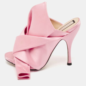 n21pink satin raso knot peep toe mules size 37.5