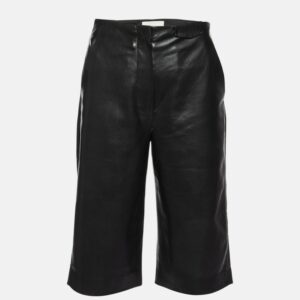 nanushka black faux leather culottes xs