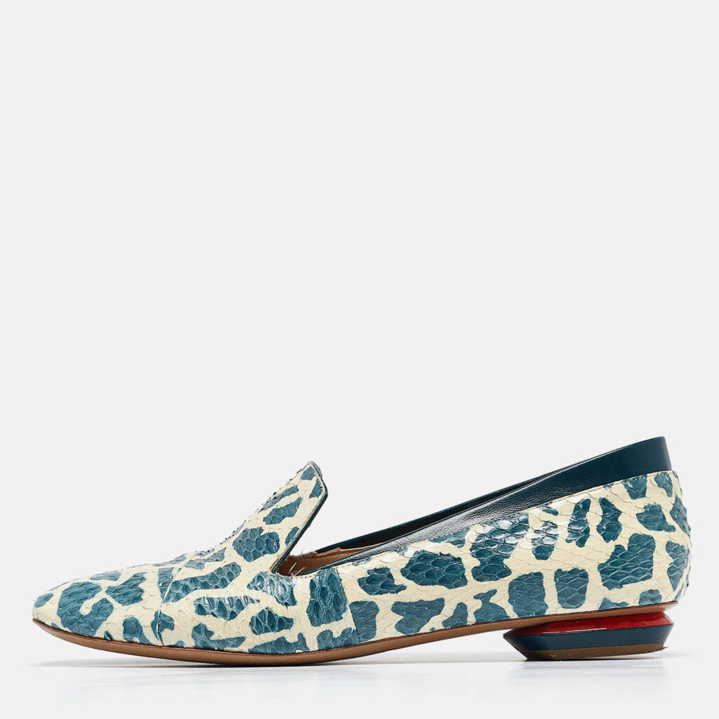 luxury-women-nicholaskirkwood-used-shoes-p1014510-010.jpg Nicholas Kirkwood Green/Cream Python Smoking Slipper Size 37