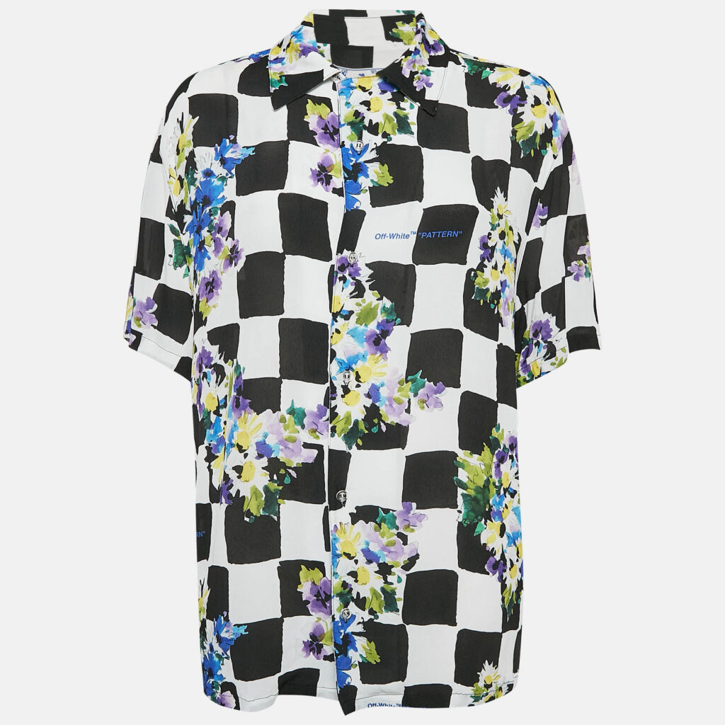 luxury-women-off-white-used-clothes-p1082322-001.jpg Off-White Check Floral Print Crepe Shirt S