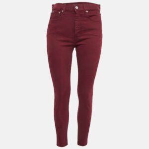 polo ralph lauren embroidered burgundy denim skinny jeans m waist 28"