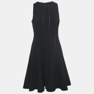 ralph lauren black wool contrast trim mini dress m