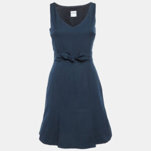 red valentino blue cotton pleated mini dress s