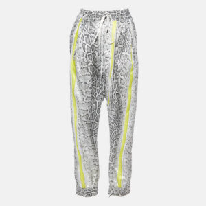 robert cavalli grey snake print silk blend loose pants xl