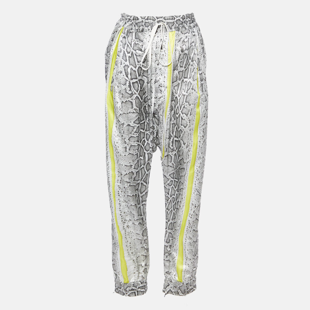 luxury-women-roberto-cavalli-used-clothes-p1000992-001.jpg Robert Cavalli Grey Snake Print Silk Blend Loose Pants XL