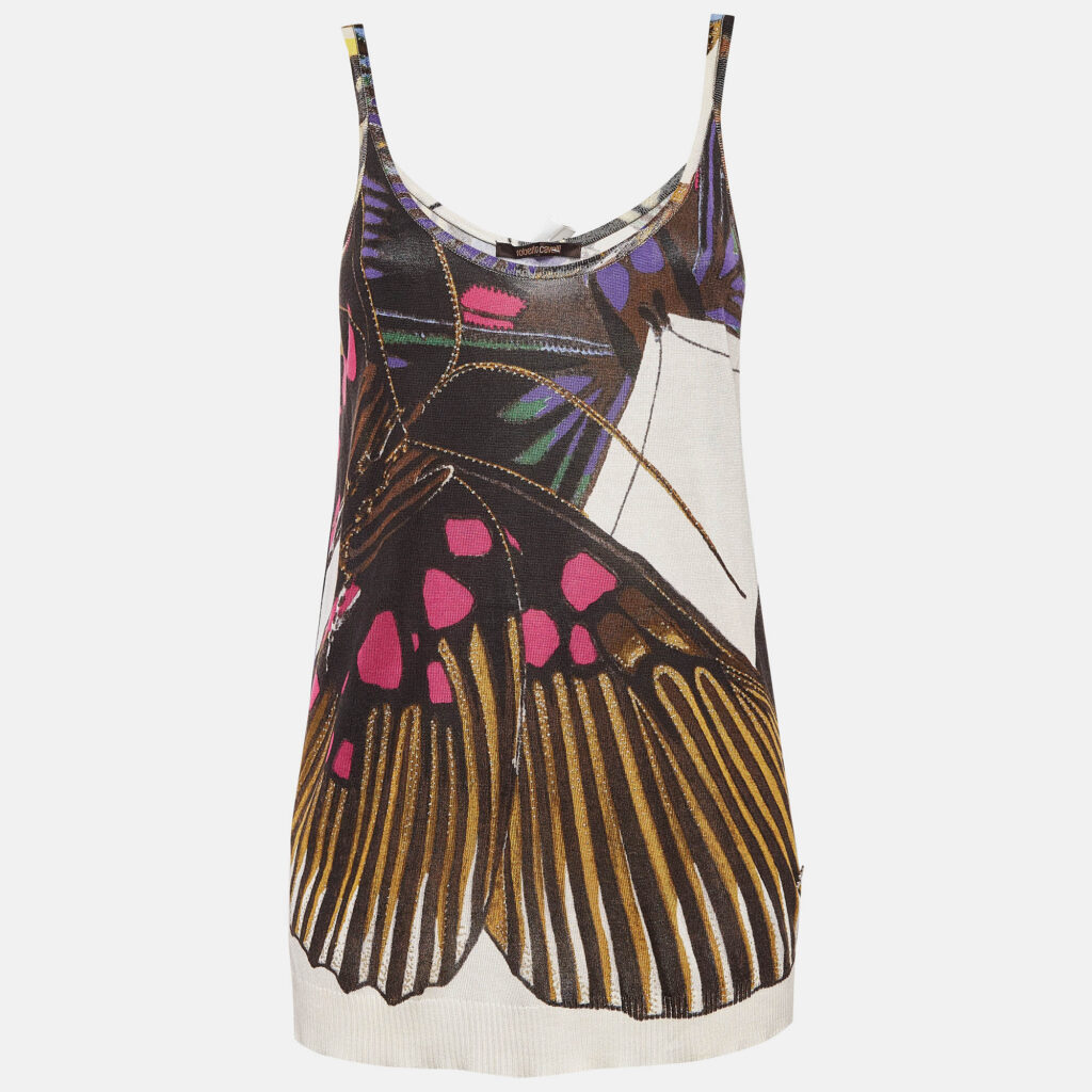 luxury-women-roberto-cavalli-used-clothes-p1009984-001.jpg Roberto Cavalli Multicolor Butterfly Print Knit Cami Top M