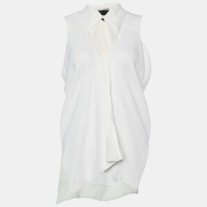 roland mouret white crepe sleeveless v neck top s