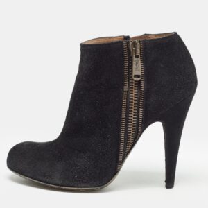saint laurent black suede zip up ankle boots size 38