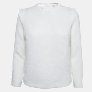 sandro white gauze long sleeve top s