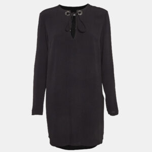 sandro black black crystal embellished crepe tunic dress l