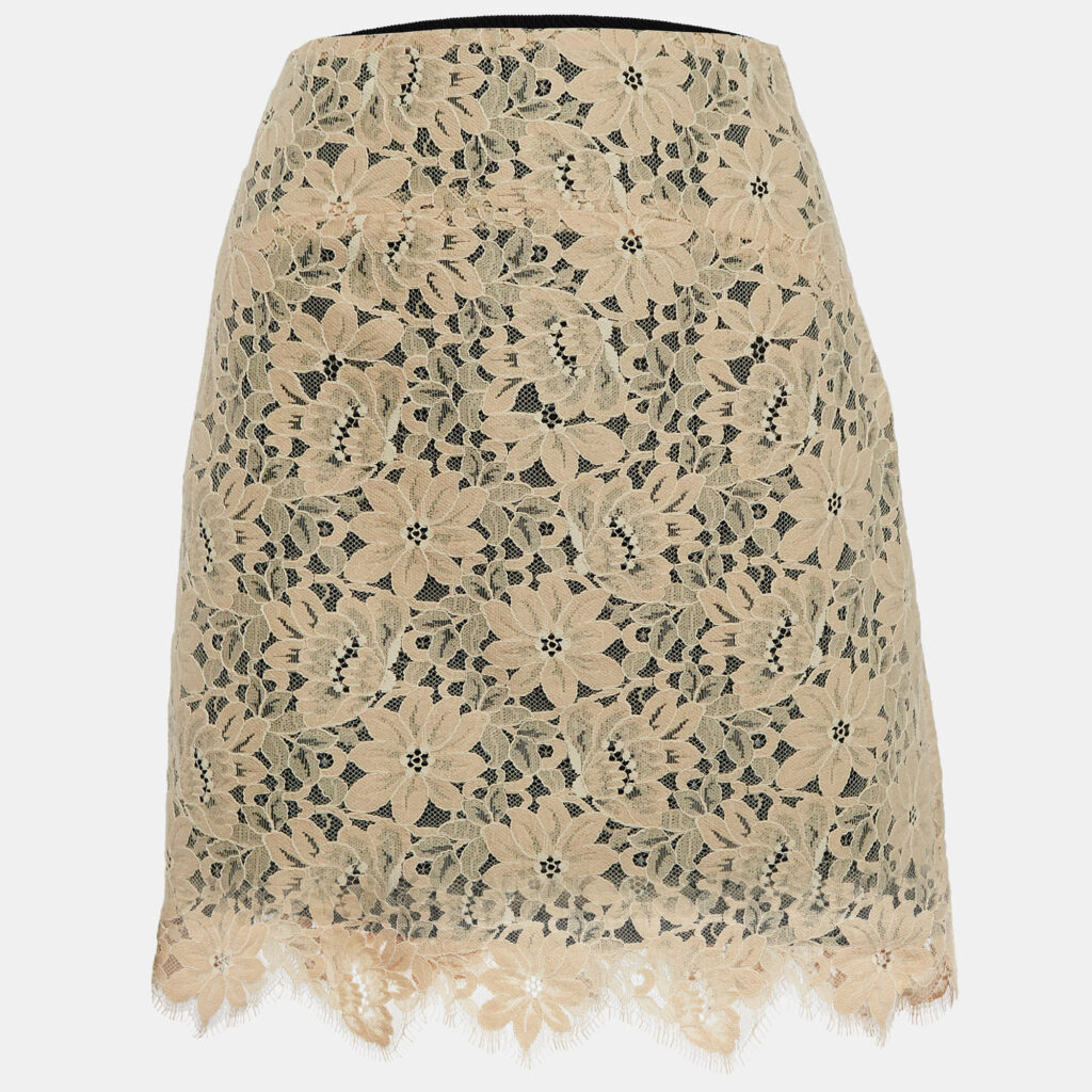 luxury-women-sandro-used-clothes-p1017421-001.jpg Sandro Beige Lace Knee Length Skirt L