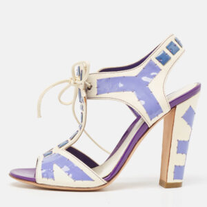 sergio rossi white leather with purple cut out detail peep toe sandals size 36.5