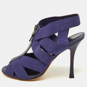 sergio rossi purple elastic and leather strappy slingback sandals size 38
