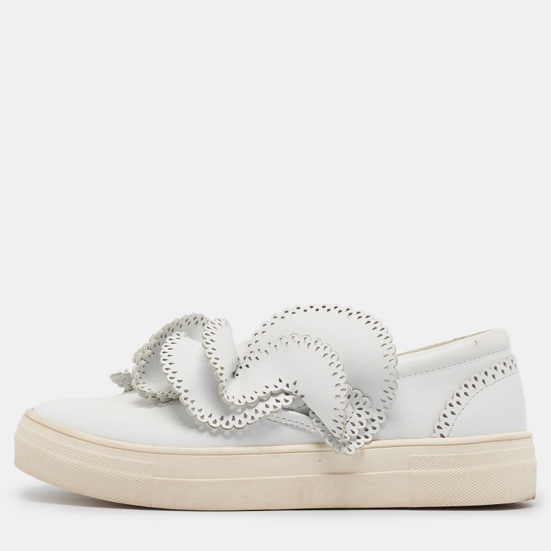 luxury-women-sophia-webster-used-shoes-p1001999-1719809567-001.jpg Sophia Webster White Leather Embellished Slip On Sneakers Size 36