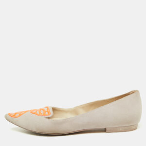 sophia webster pink/orange suede bibi butterfly pointed toe ballet flats size 37