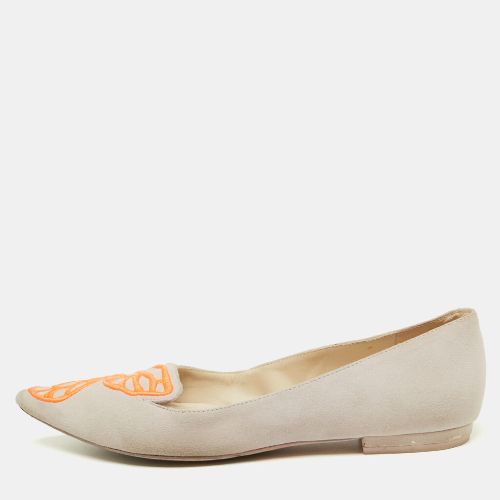 luxury-women-sophia-webster-used-shoes-p1011726-001.jpg Sophia Webster Pink/Orange Suede Bibi Butterfly Pointed Toe Ballet Flats Size 37