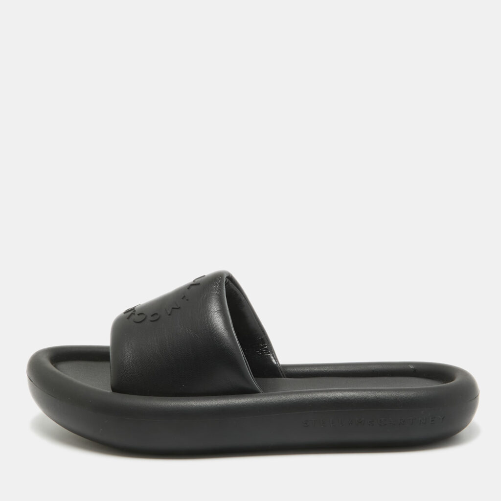 luxury-women-stella-mccartney-new-shoes-p1000370-001.jpg Stella McCartney Black Faux Leather Slides Size 38