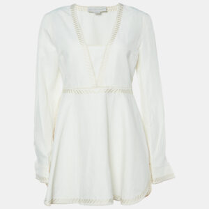 stella mccartney off white embroidered cotton blend tunic s