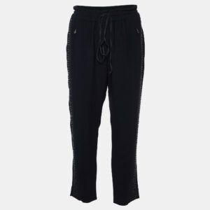 stella mccartney black embellished crepe trousers m