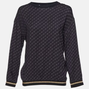 stella mccartney navy blue logo printed jersey jumper s