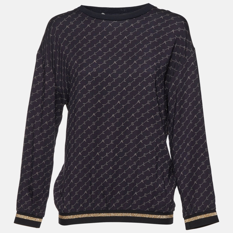 luxury-women-stella-mccartney-used-clothes-p1015922-1721983706-010.jpg Stella McCartney Navy Blue Logo Printed Jersey Jumper S