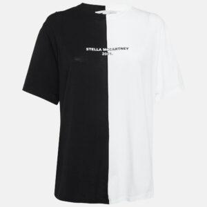 stella mccartney black /white logo print jersey cotton t-shirt s