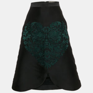 stella mccartney black embroidered silk blend midi skirt s