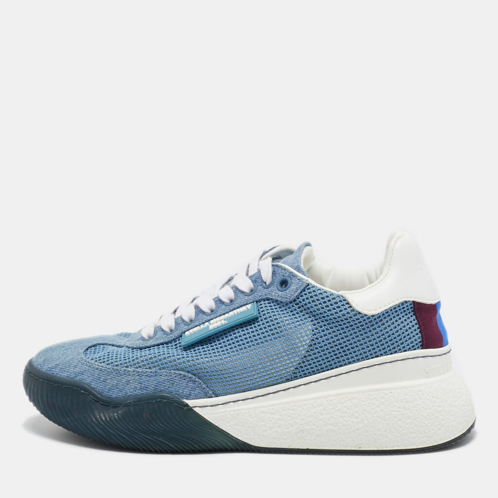 luxury-women-stella-mccartney-used-shoes-p1078344-001.jpg Stella McCartney Blue Mesh and Denim Loop Sneakers Size 37