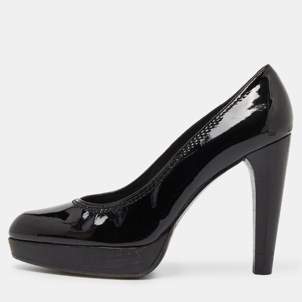 luxury-women-stuart-weitzman-used-shoes-p1000232-008.jpg Stuart Weitzman Black Patent Leather Platform Pumps Size 39.5