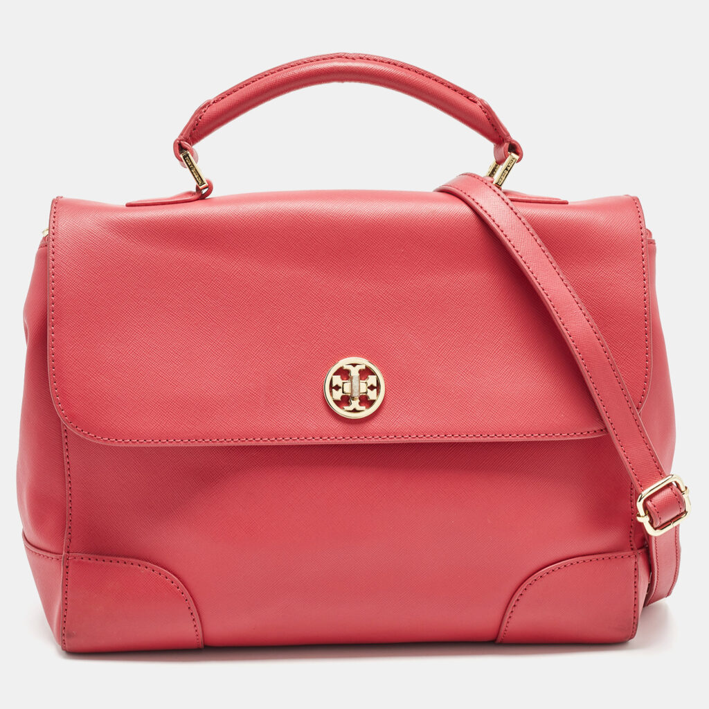 luxury-women-tory-burch-used-handbags-p1018359-015.jpg Tory Burch Pink Leather Robinson Top Handle Bag