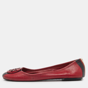tory burch red leather ballet flats size 37.5