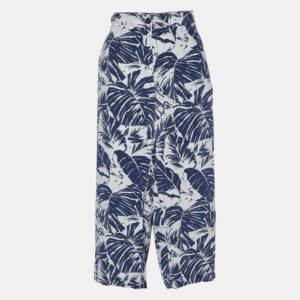 weekend max mara blue tropical print silk capri pants l