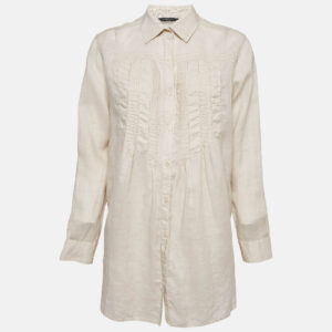 weekend max mara beige ramie pleated blouse m