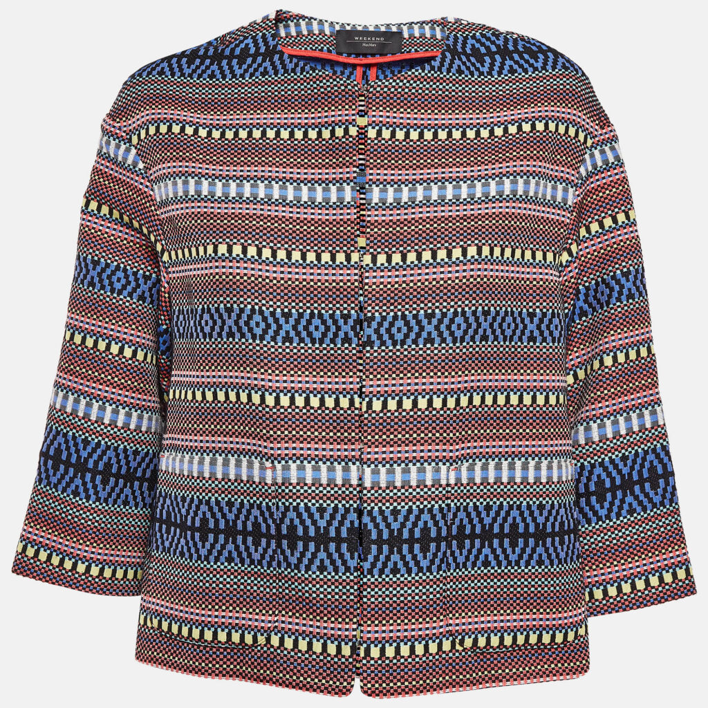 luxury-women-weekend-max-mara-used-clothes-p1010083-001.jpg Weekend Max Mara Multicolor Cotton Blend Cropped Jacket S