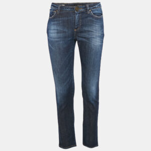 weekend max mara blue embellished denim skinny cropped jeans s waist 28"