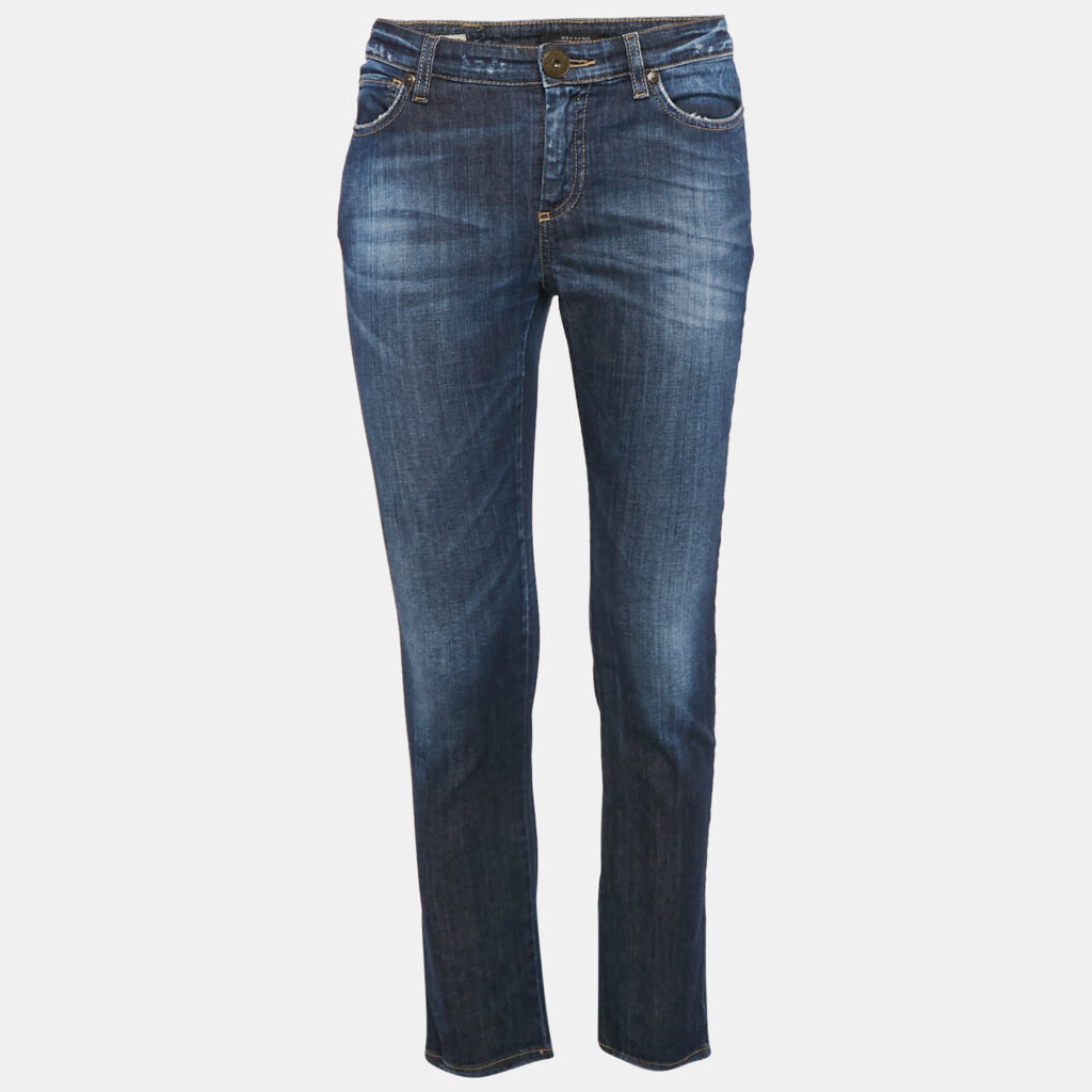 luxury-women-weekend-max-mara-used-clothes-p1088304-003.jpg Weekend Max Mara Blue Embellished Denim Skinny Cropped Jeans S Waist 28"
