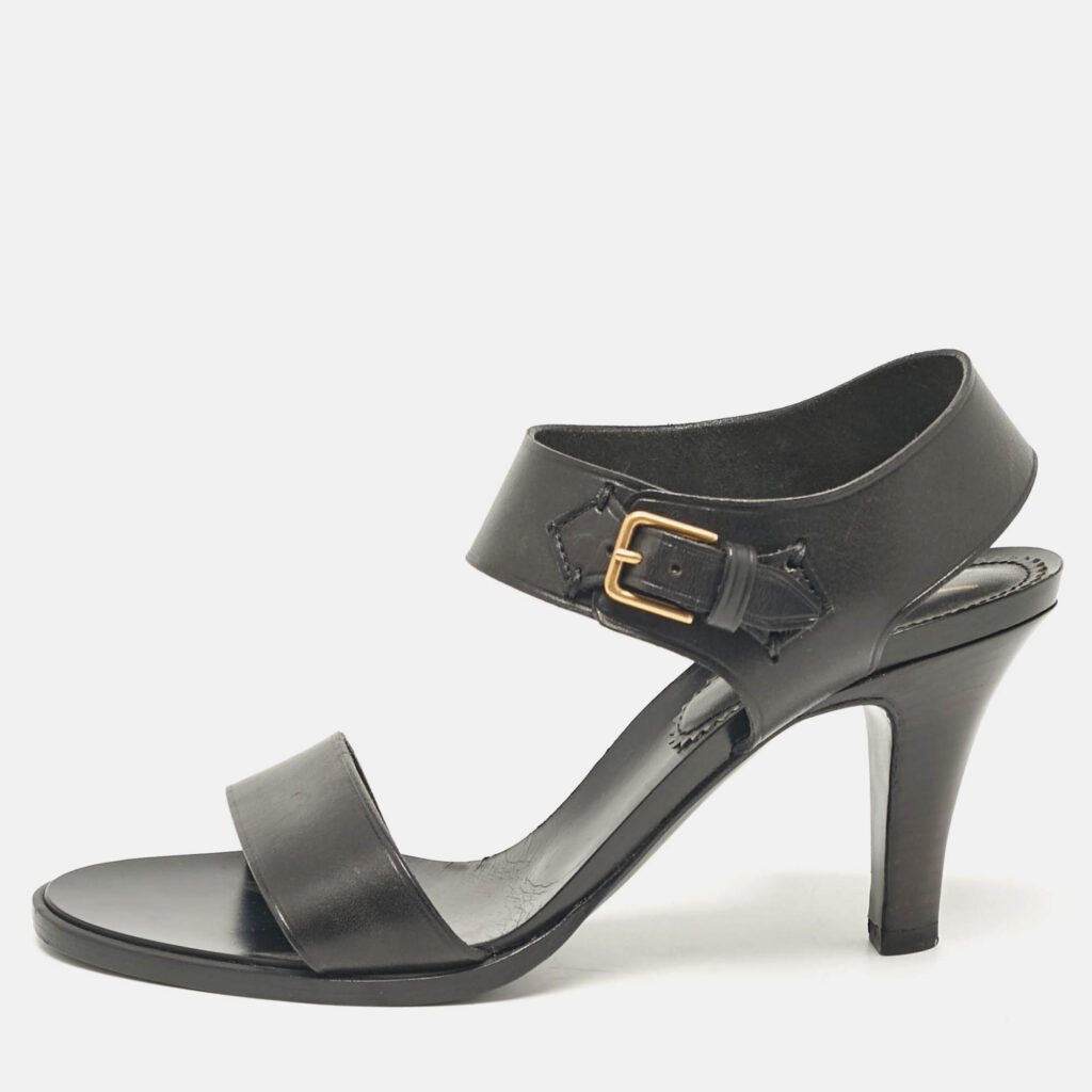 luxury-women-yves-saint-laurent-used-shoes-p1087722-010.jpg Yves Saint Laurent Black Leather Ankle Strap Sandals Size 38