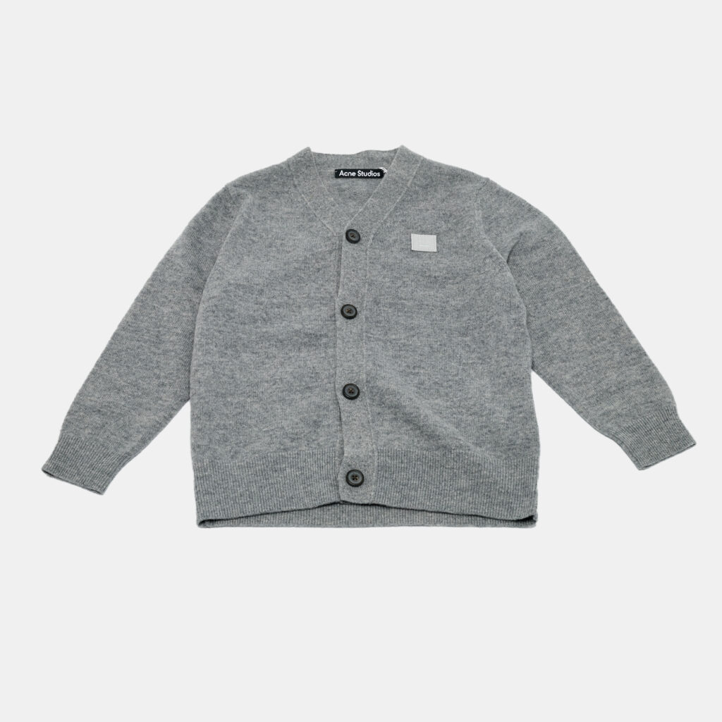 Acne Studios Kids Grey Wool Knit Cardigan 4-6Yrs Acne Studios Kids Grey Wool Knit Cardigan 4-6Yrs