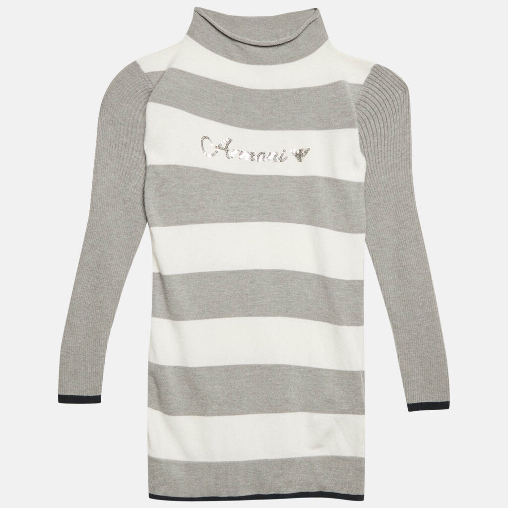 Armani Junior Grey Striped Knit Long Sleeve Dress 4 Yrs Armani Junior Grey Striped Knit Long Sleeve Dress 4 Yrs
