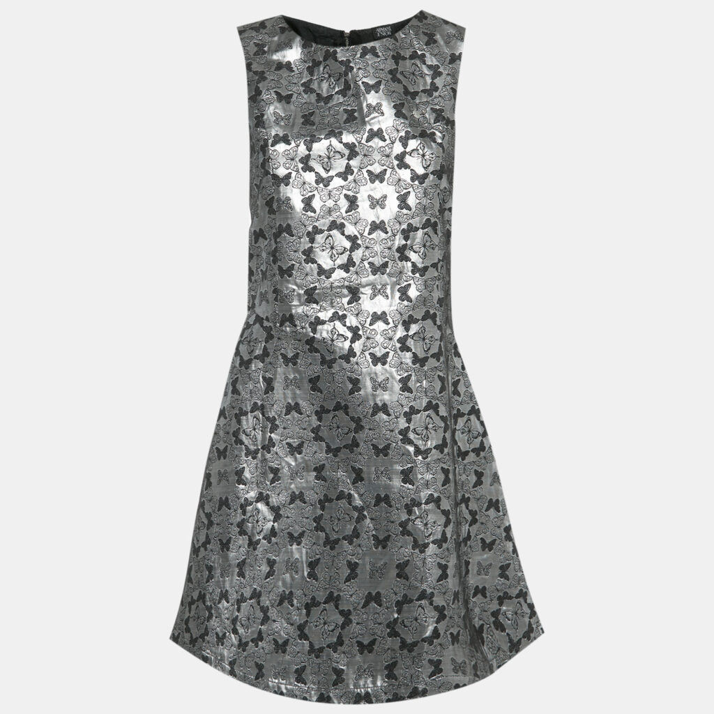 Armani Junior Silver Butterfly Jacquard Short Dress 16 Yrs Armani Junior Silver Butterfly Jacquard Short Dress 16 Yrs