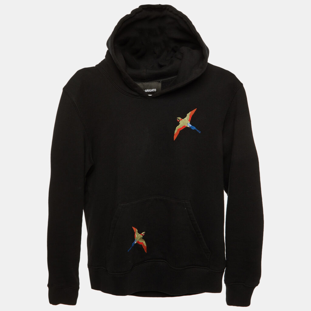 luxury-kids-axel-arigato-used-boys-p1240748-005.jpg Axel Arigato Kids Black Bird Embroidered Cotton Hoodie Size 8-10 yrs