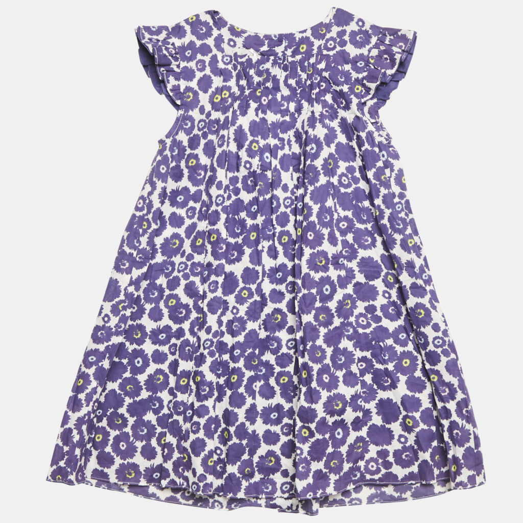 Baby Dior Blue Floral Print Cotton A-Line Sun Dress Set 36M