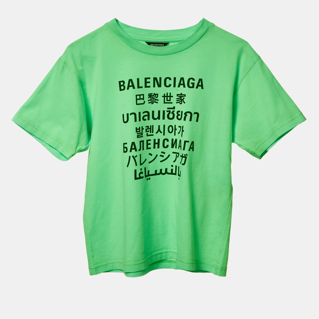 Balenciaga Kids Florescent Green Printed Cotton Crew Neck T-Shirt 10 Yrs Balenciaga Kids Florescent Green Printed Cotton Crew Neck T-Shirt 10 Yrs