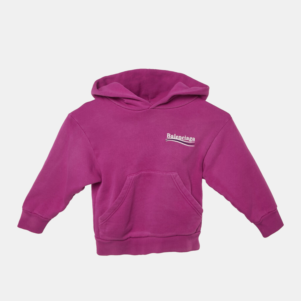 Balenciaga Kids Pink Logo Embroidery Cotton Hooded Sweatshirt 2 Yrs Balenciaga Kids Pink Logo Embroidery Cotton Hooded Sweatshirt 2 Yrs